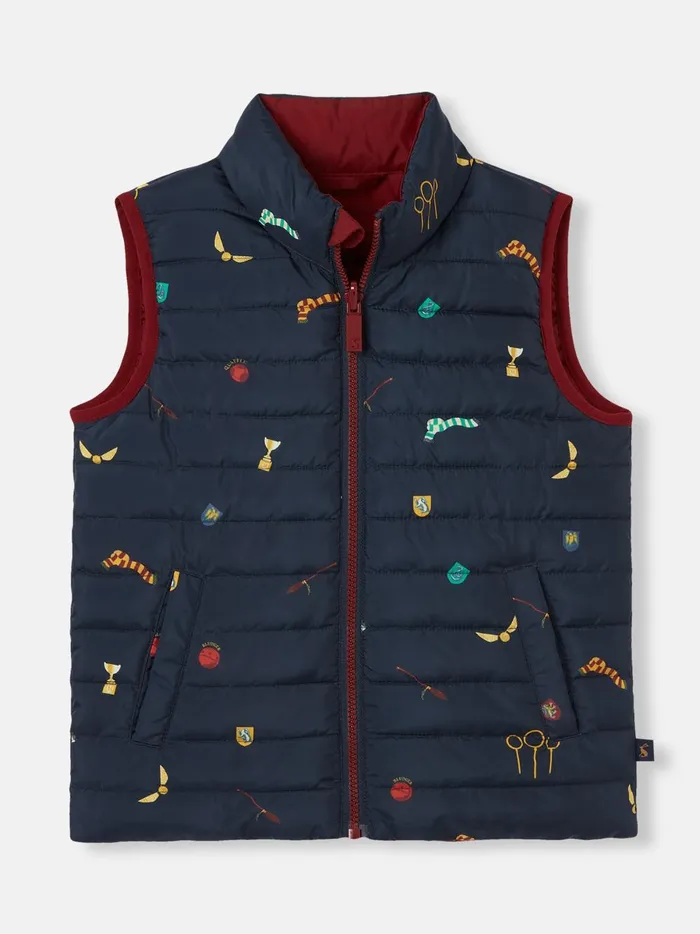 Joules Coats and Jackets Girls Navy Blue Showerproof Reversible Gilet