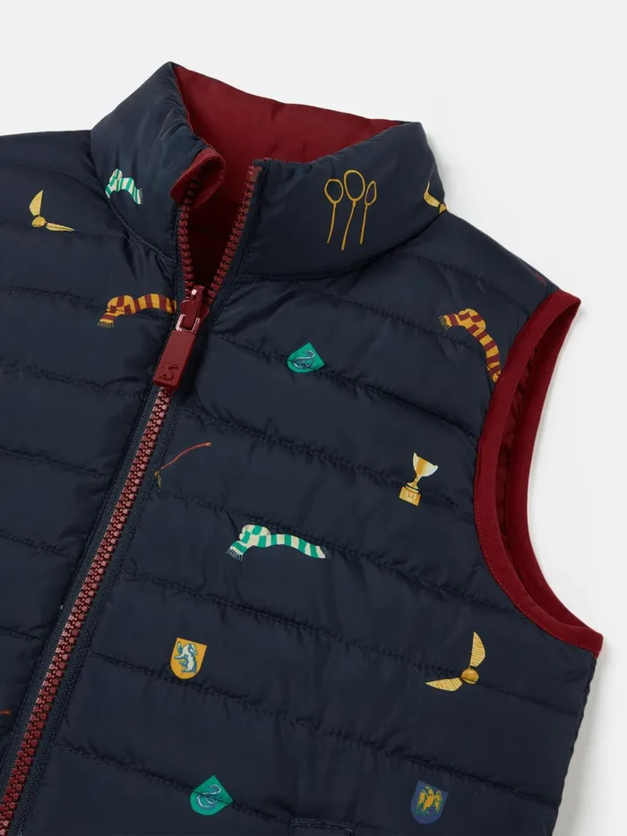 Joules Coats and Jackets Girls Navy Blue Showerproof Reversible Gilet