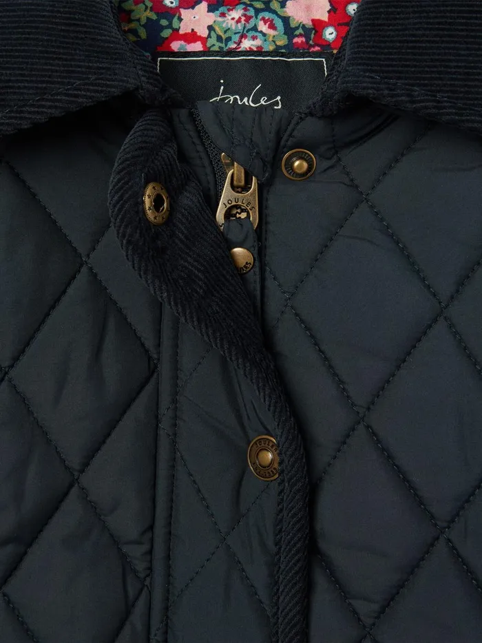 Joules Coats and Jackets Girls Navy Diamond Quilted Coat With Hood