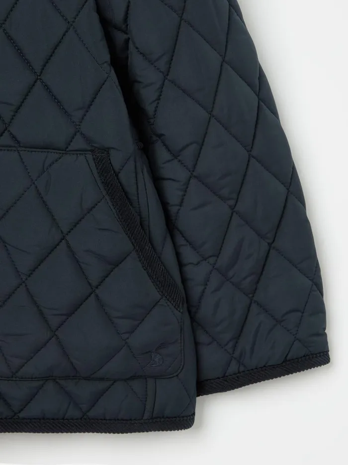 Joules Coats and Jackets Girls Navy Diamond Quilted Coat With Hood