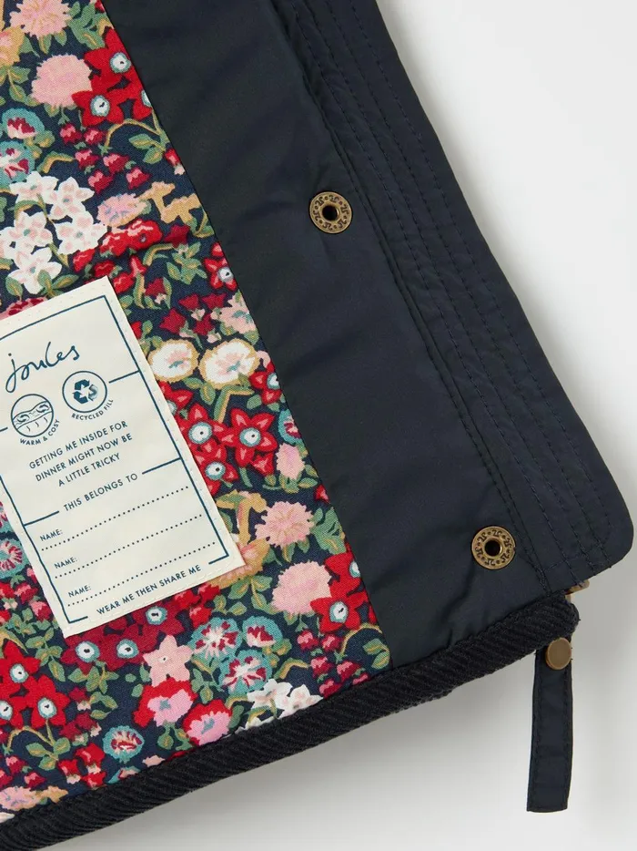 Joules Coats and Jackets Girls Navy Diamond Quilted Coat With Hood