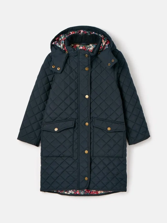 Joules Coats and Jackets Girls Navy Showerproof Padded Quilted Coat