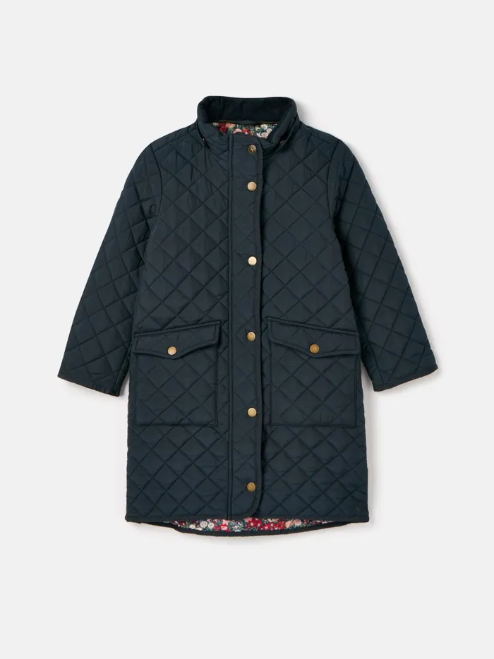 Joules Coats and Jackets Girls Navy Showerproof Padded Quilted Coat