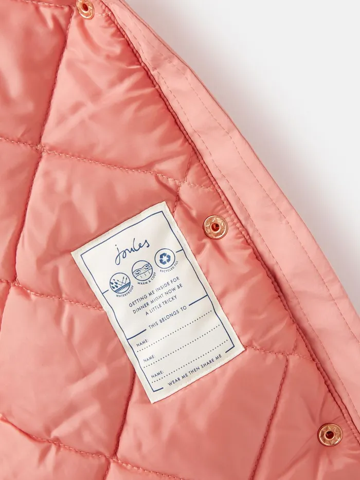 Joules Coats and Jackets Girls Pink Printed Waterproof Parka Coat