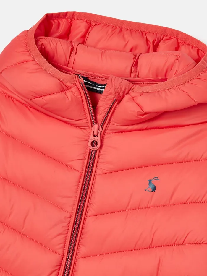 Joules Coats and Jackets Girls Pink Showerproof Padded Coat With Hood