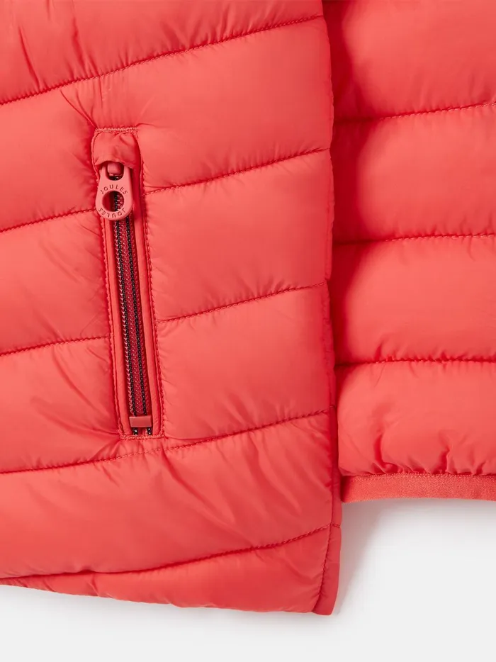 Joules Coats and Jackets Girls Pink Showerproof Padded Coat With Hood