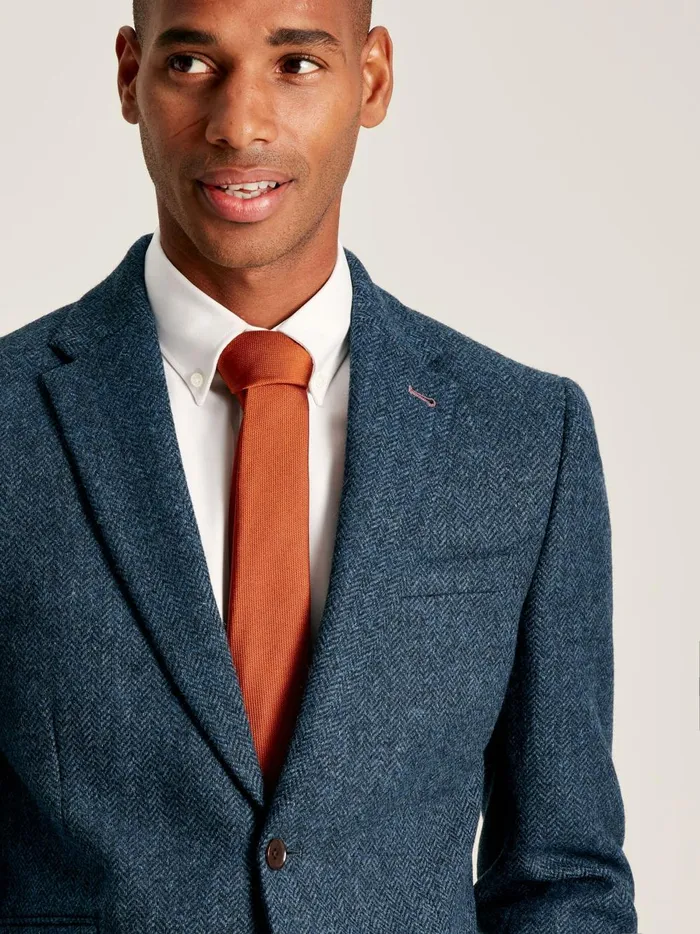 Joules Coats and Jackets Men Blue Wool Herringbone Blazer