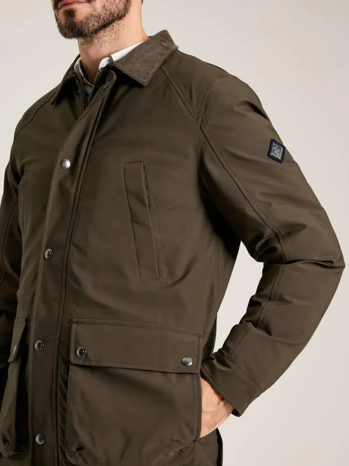 Joules Coats and Jackets Men Brown Fleece Lined Waterproof Jacket With Corduroy Collar