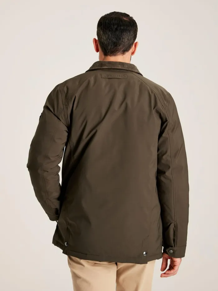 Joules Coats and Jackets Men Brown Fleece Lined Waterproof Jacket With Corduroy Collar