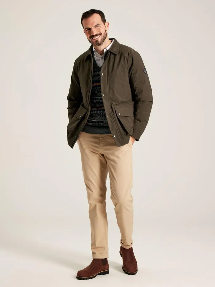 Joules Coats and Jackets Men Brown Fleece Lined Waterproof Jacket With Corduroy Collar