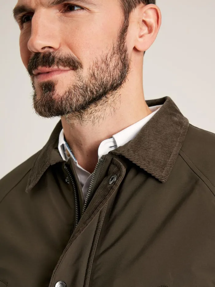 Joules Coats and Jackets Men Brown Fleece Lined Waterproof Jacket With Corduroy Collar