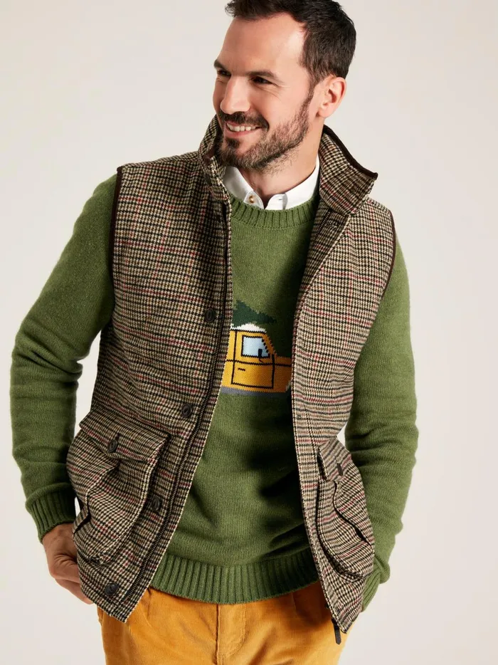 Joules Coats and Jackets Men Brown Tweed Gilet