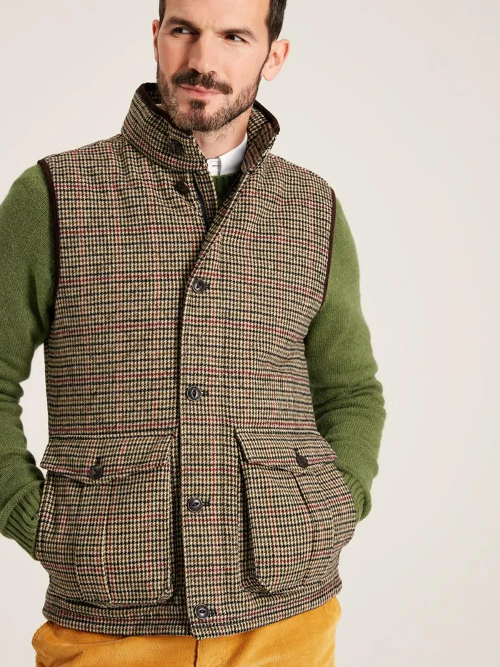 Joules Coats and Jackets Men Brown Tweed Gilet