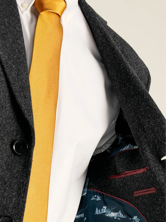 Joules Coats and Jackets Men Charcoal Grey Wool Rich Herringbone Epsom Coat