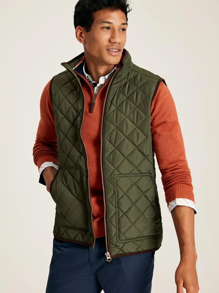 Joules Coats and Jackets Men Green Diamond Quilted Gilet