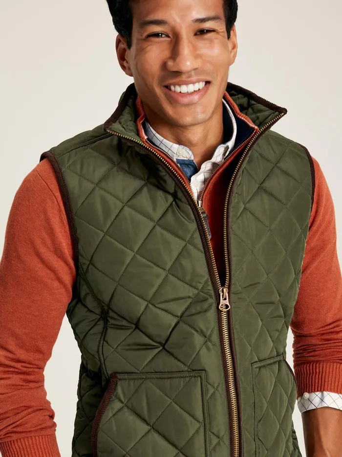 Joules Coats and Jackets Men Green Diamond Quilted Gilet