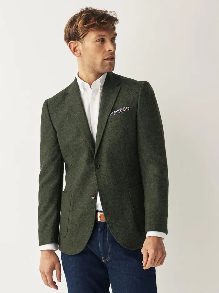 Joules Coats and Jackets Men Khaki Green Donegal Wool Suit Jacket