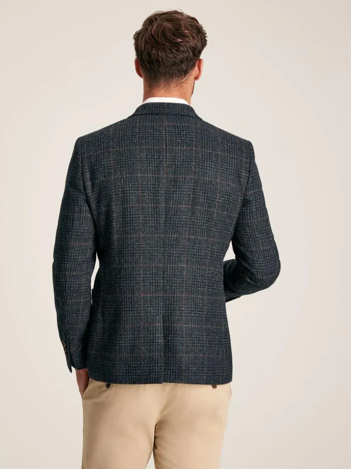 Joules Coats and Jackets Men Navy Blue Check Wool Rich Blazer