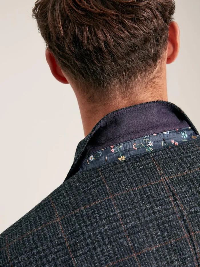 Joules Coats and Jackets Men Navy Blue Check Wool Rich Blazer