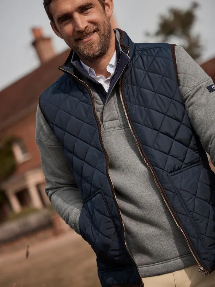 Joules Coats and Jackets Men Navy Diamond Quilted Gilet