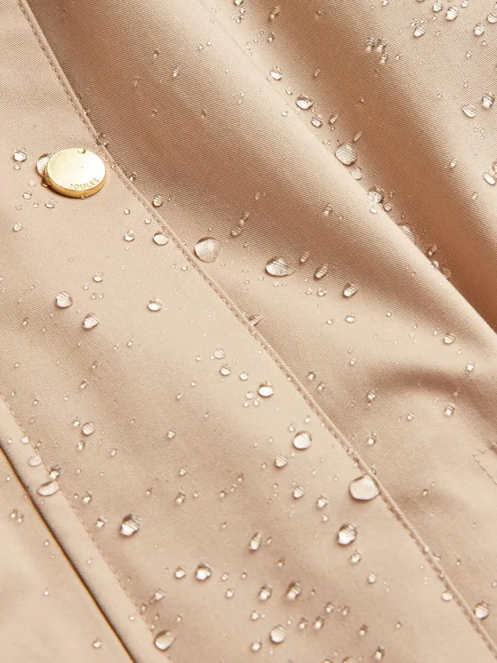 Joules Coats and Jackets Women Beige Waterproof Long Raincoat With Hood
