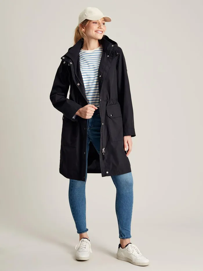 Joules Coats and Jackets Women Black Longline Waterproof Coat