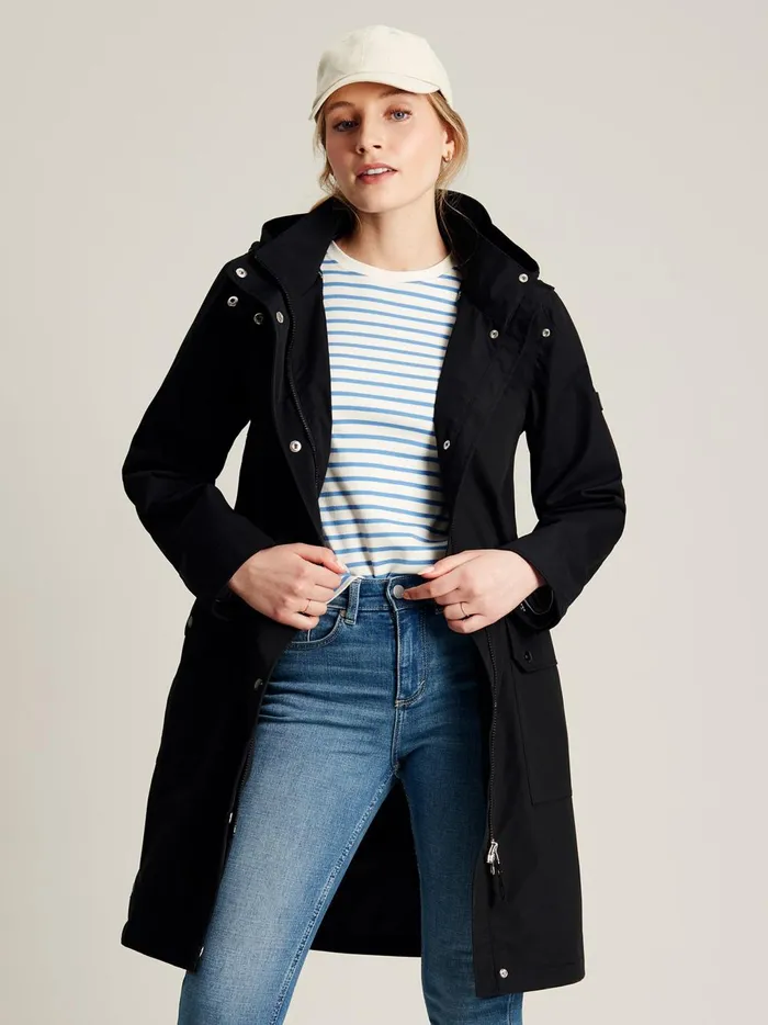 Joules Coats and Jackets Women Black Longline Waterproof Coat