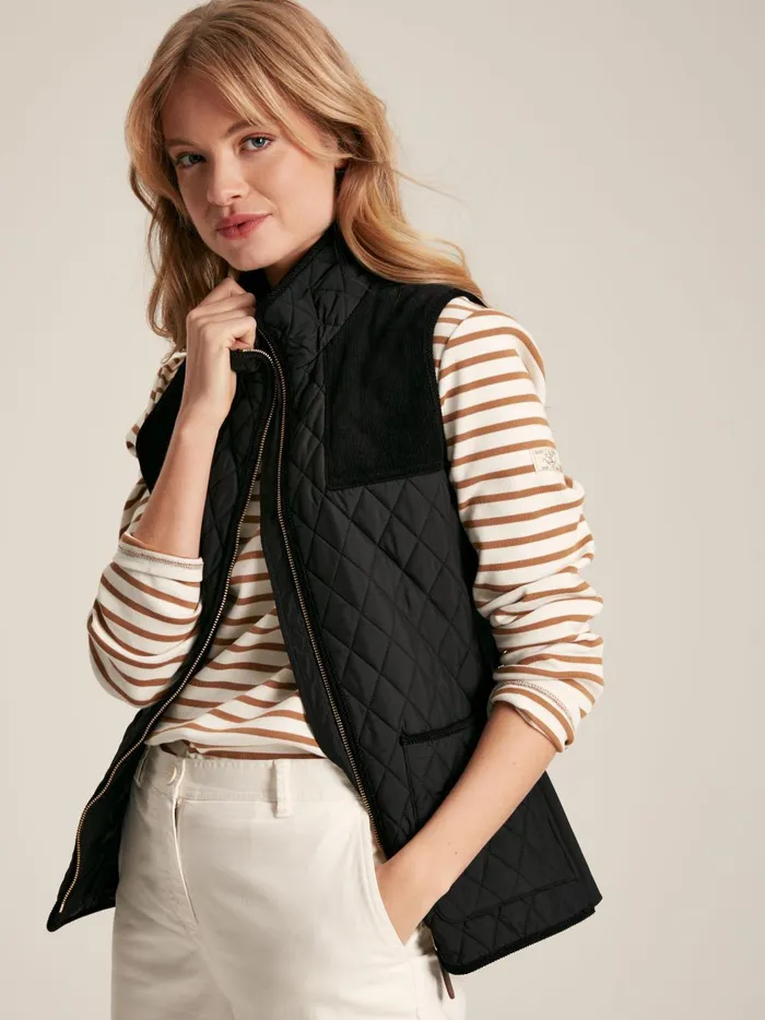 Joules Coats and Jackets Women Black Showerproof Diamond Quilted Gilet