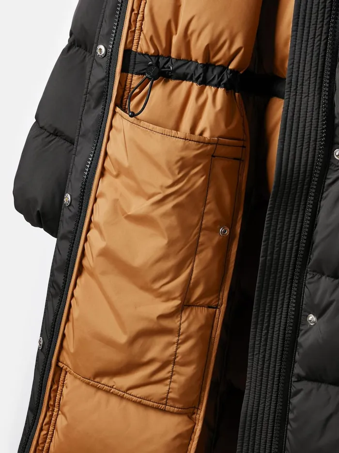 Joules Coats and Jackets Women Black Showerproof Down Feather Long Puffer Coat
