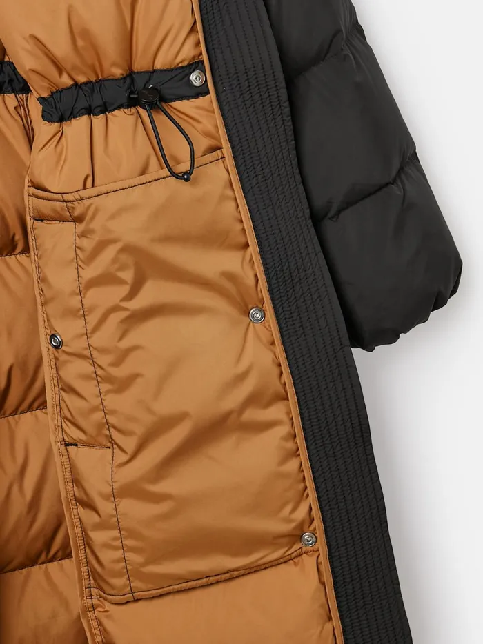 Joules Coats and Jackets Women Black Showerproof Down Feather Long Puffer Coat