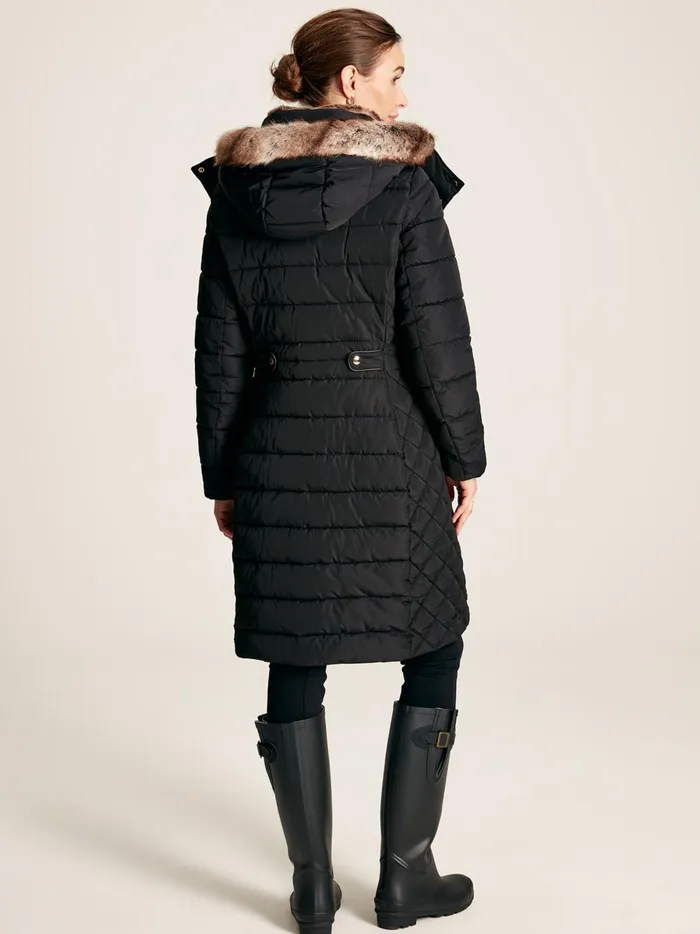 Joules Coats and Jackets Women Black Showerproof Longline Padded Coat