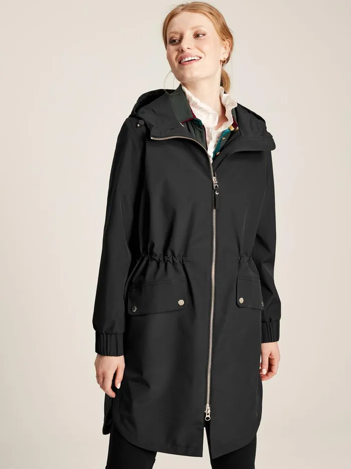Joules Coats and Jackets Women Black Waterproof Raincoat With Hood