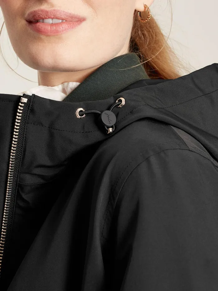 Joules Coats and Jackets Women Black Waterproof Raincoat With Hood