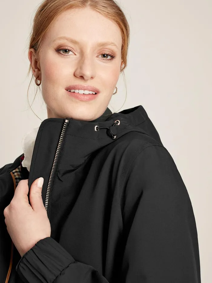 Joules Coats and Jackets Women Black Waterproof Raincoat With Hood
