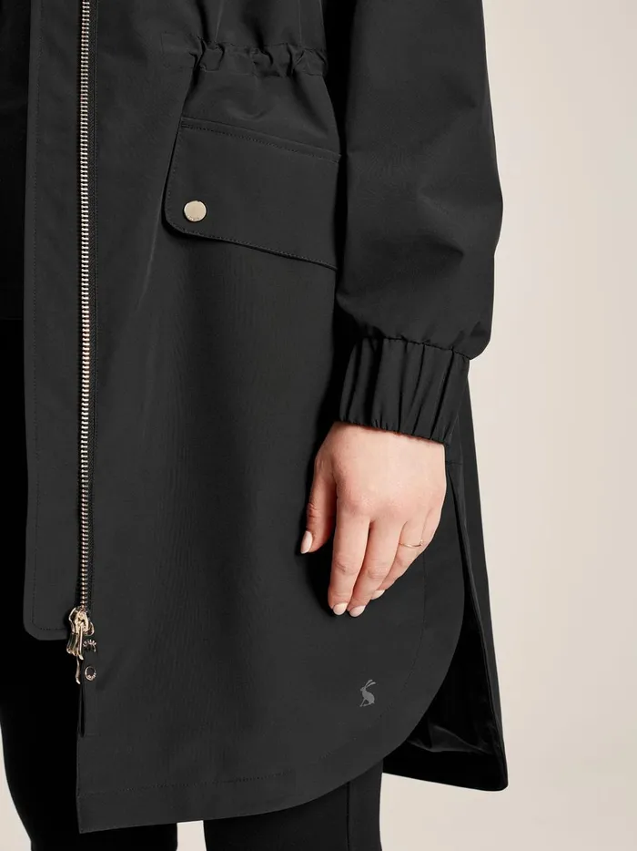 Joules Coats and Jackets Women Black Waterproof Raincoat With Hood