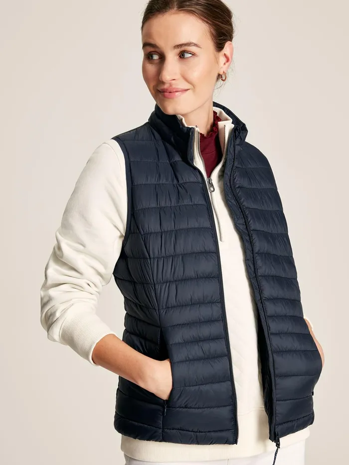 Joules Coats and Jackets Women Blue Showerproof Packable Padded Gilet