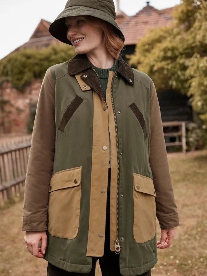 Joules Coats and Jackets Women BrownKhaki Showerproof Dry Wax Jacket