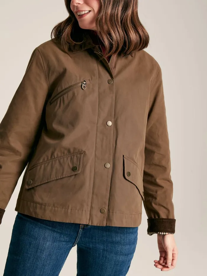 Joules Coats and Jackets Women Brown Shower Resistant Dry Wax Jacket