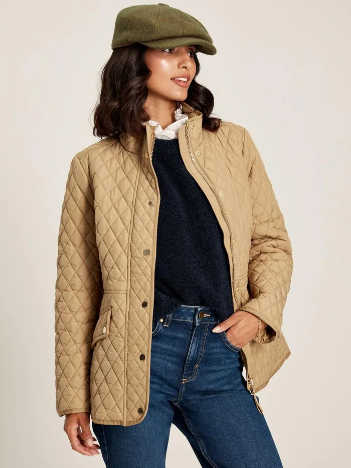 Joules Coats and Jackets Women Brown Showerproof Diamond Quilted Jacket