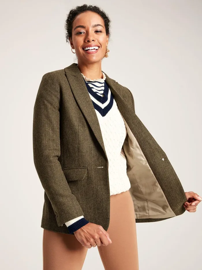 Joules Coats and Jackets Women Brown Tweed Blazer