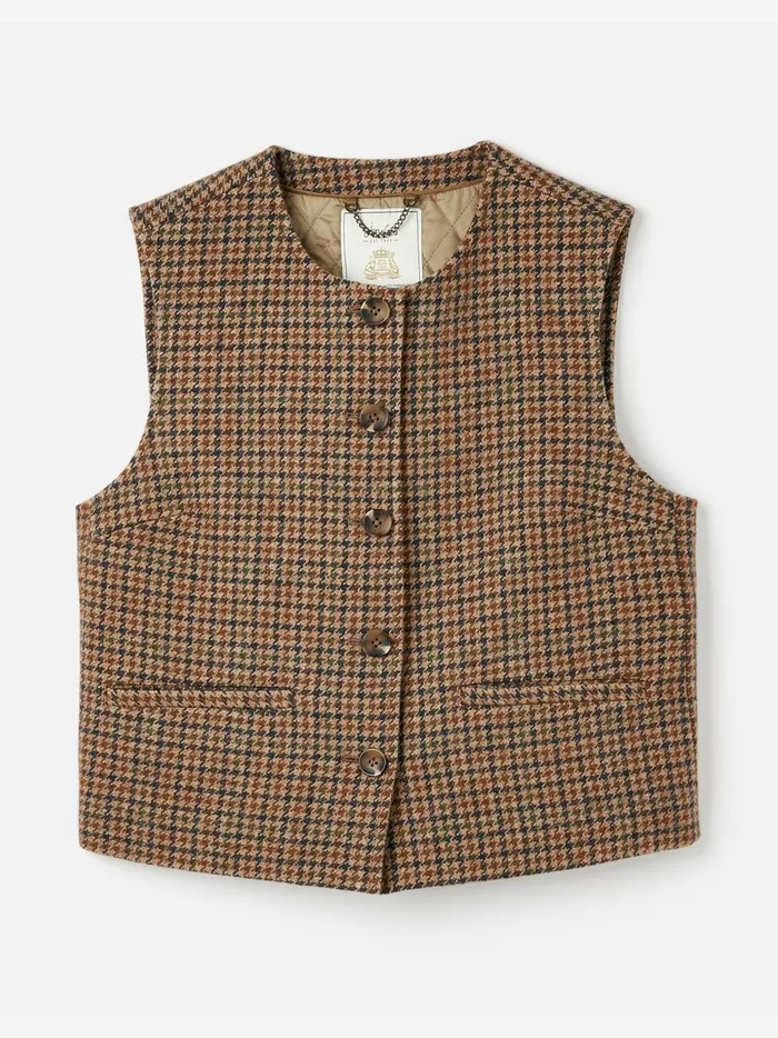 Joules Coats and Jackets Women Brown Tweed Gilet