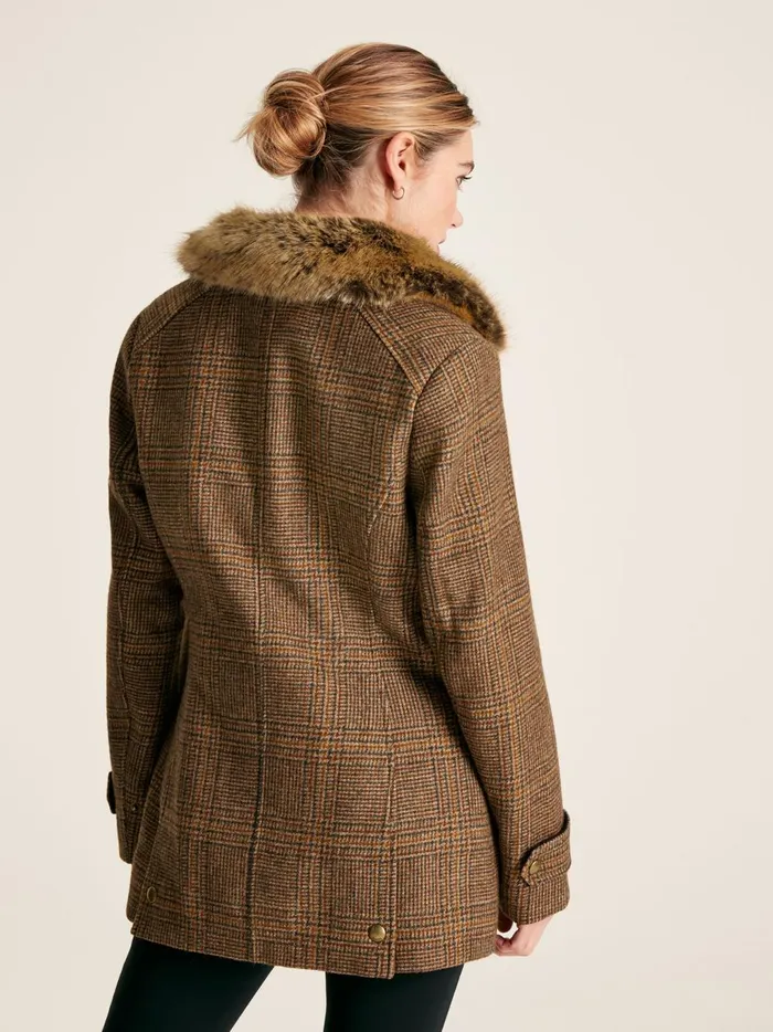 Joules Coats and Jackets Women Brown Tweed Jacket With Removable Quilted Gilet