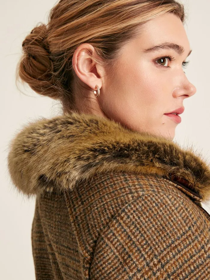 Joules Coats and Jackets Women Brown Tweed Jacket With Removable Quilted Gilet