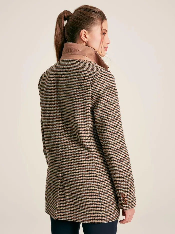 Joules Coats and Jackets Women Brown Tweed Relaxed Fit Blazer