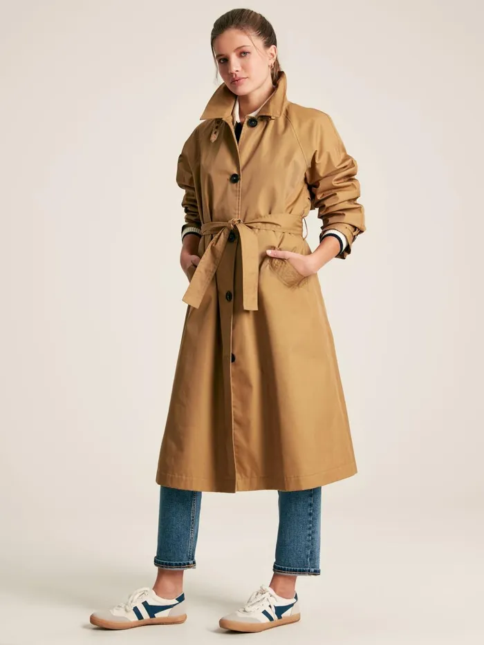 Joules Coats and Jackets Women Brown Waterproof Belted Trench Coat