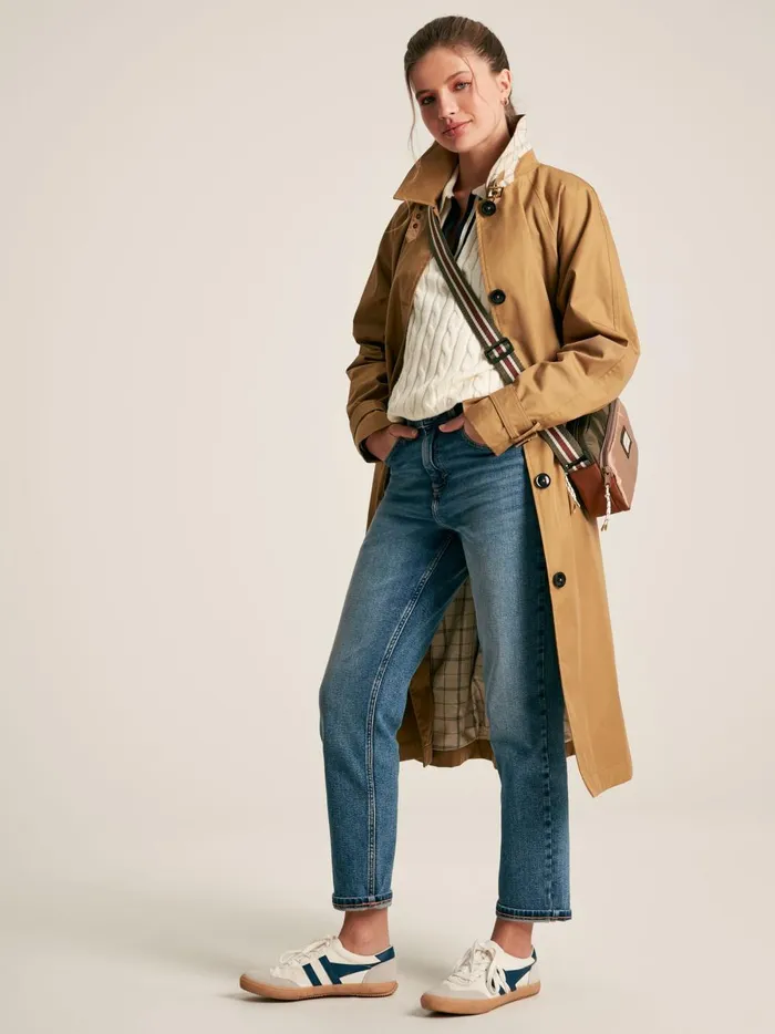 Joules Coats and Jackets Women Brown Waterproof Belted Trench Coat