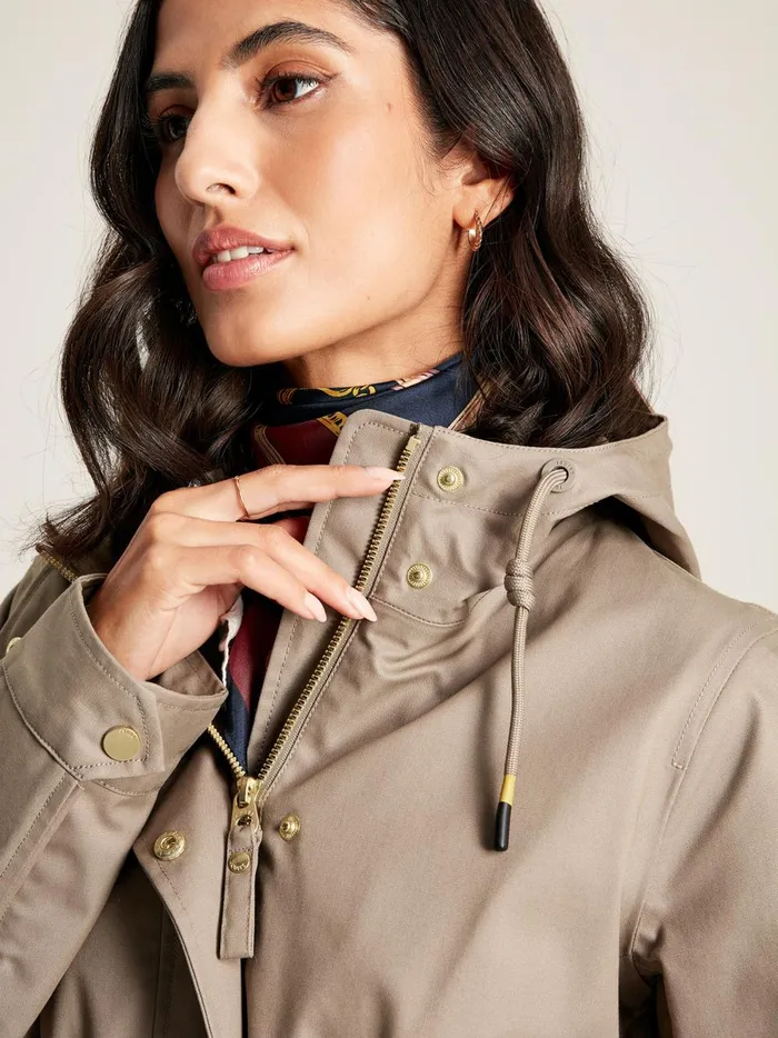 Joules Coats and Jackets Women Brown Waterproof Raincoat With Hood