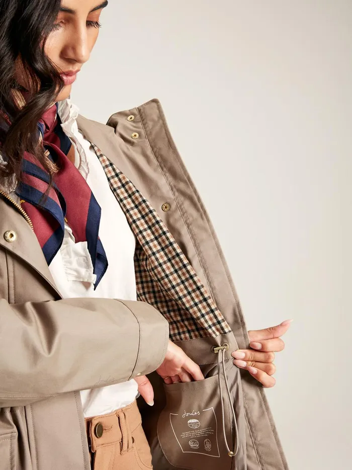 Joules Coats and Jackets Women Brown Waterproof Raincoat With Hood