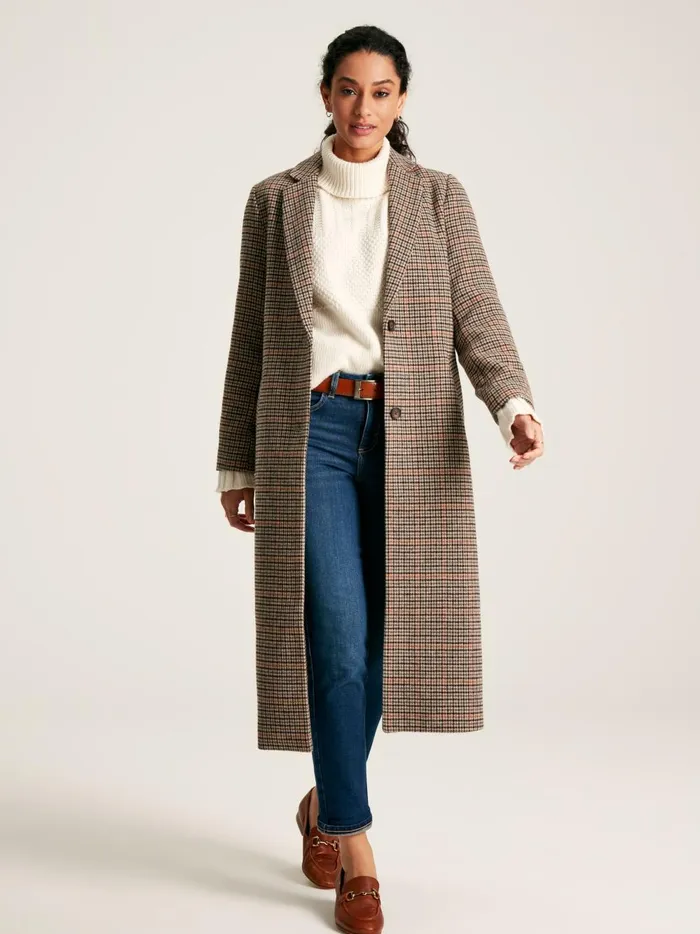 Joules Coats and Jackets Women Check Wool Blend Coat