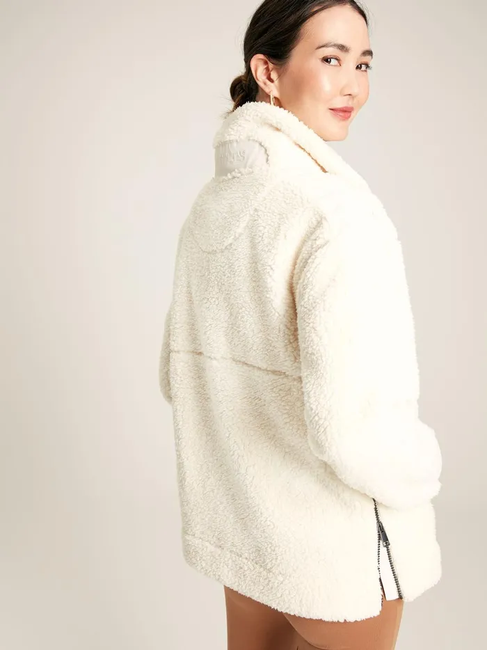Joules Coats and Jackets Women Cream Half Zip Borg Fleece
